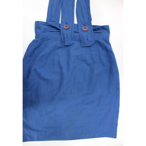 Dennis Goldsmith Overalls Jumper Skirt Dress Size 12 Blue Pocket 90s - Picture 6 of 11